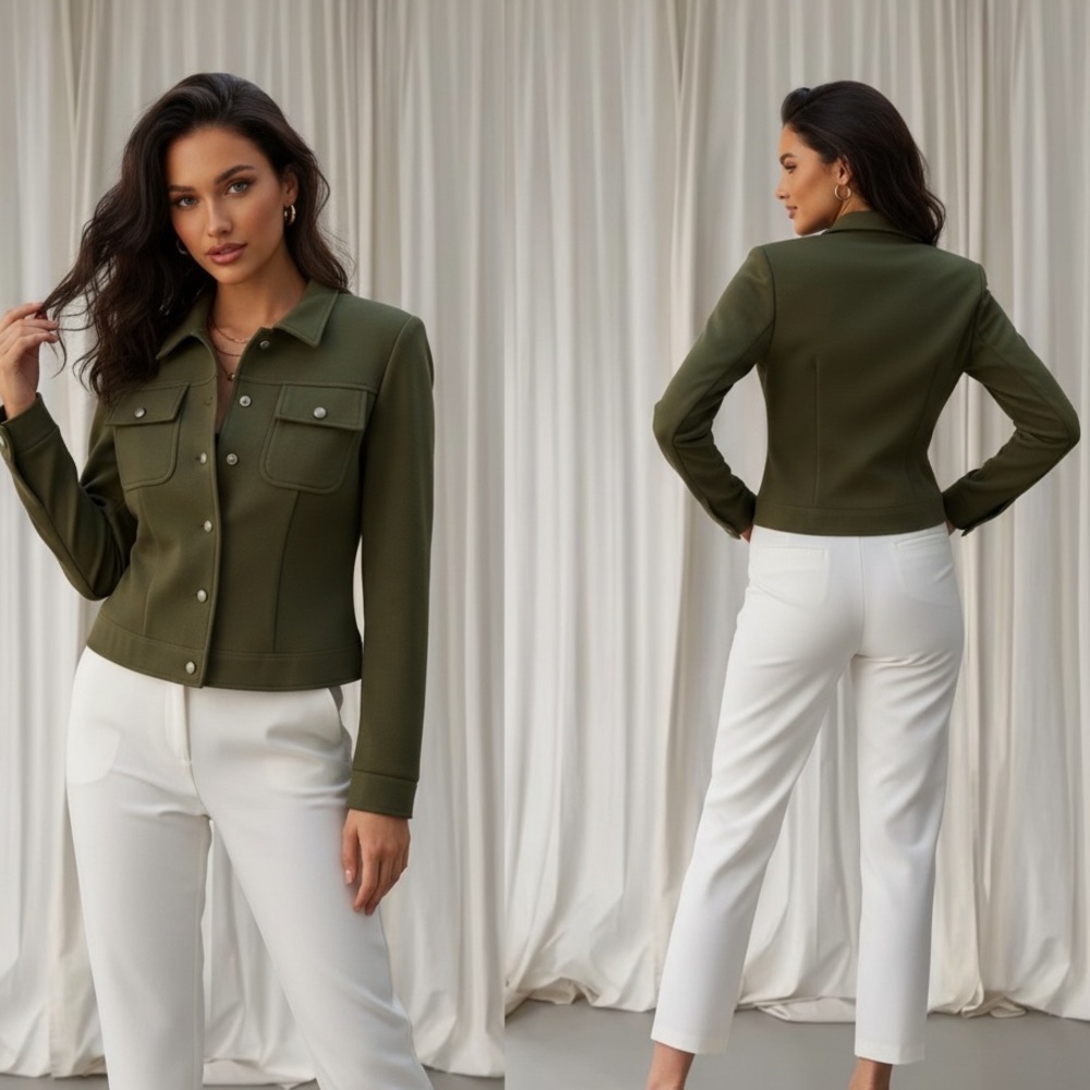 Monroe and main jacket navy green  cropped